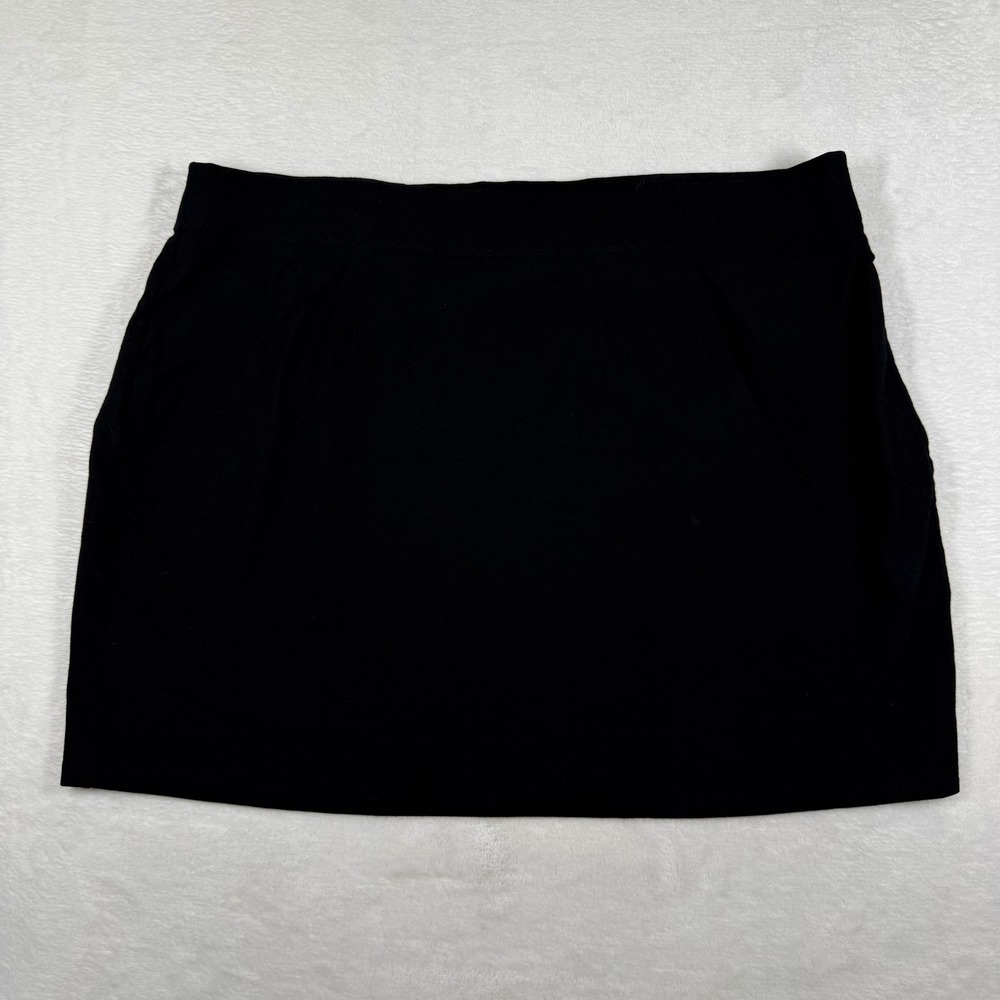 Eileen Fisher Black Viscose‎ Nylon Stretch Mini Skirt Large S0TK Made in USA